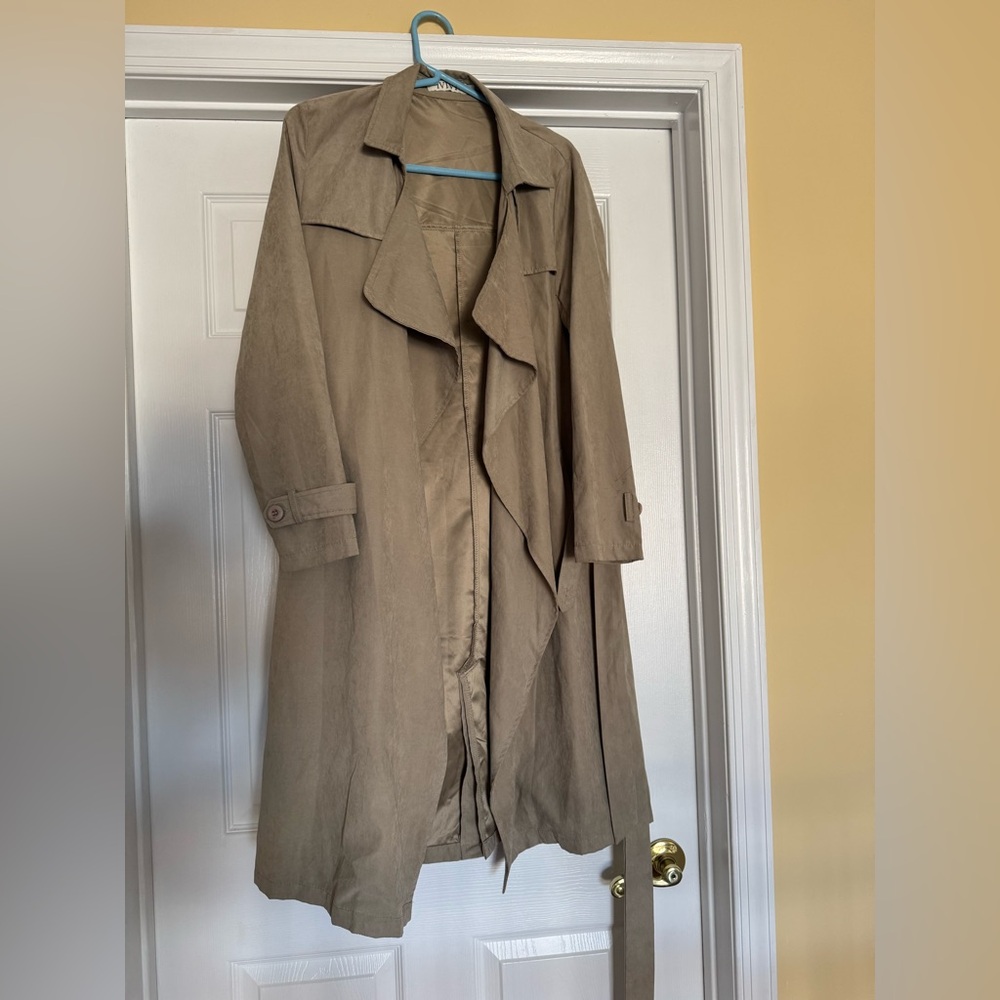 Faux suede trench coat